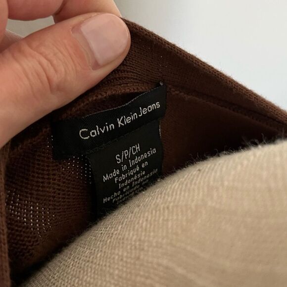 Calvin Klein Jeans Brown Sweater with Bow at Neckline Size S/P - Picture 4 of 5